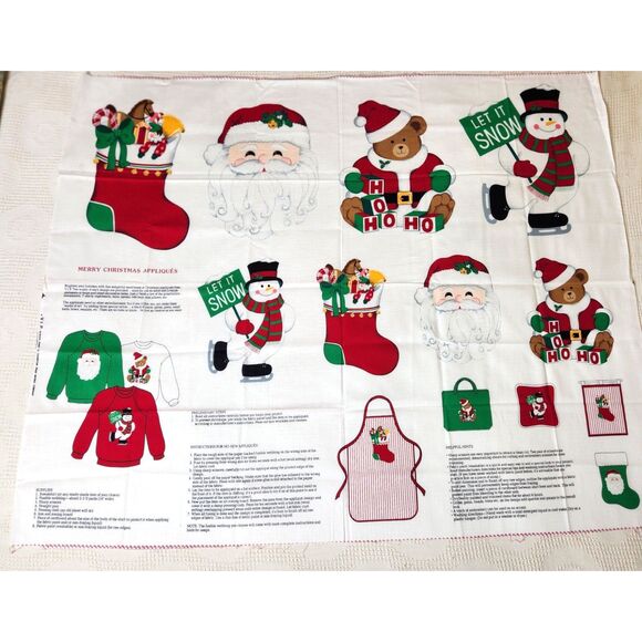 Vintage Christmas Fabric Panel Sew Appliques Toys Decorations Cotton Craft - Picture 1 of 6